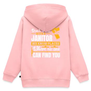 Concierge drôle Conciergerie - Ne plaisantez pas avec une conciergerie - Sweat Premium à capuche zippé enfant bio - rose - Dos - AI Model Kid Female (0cm)