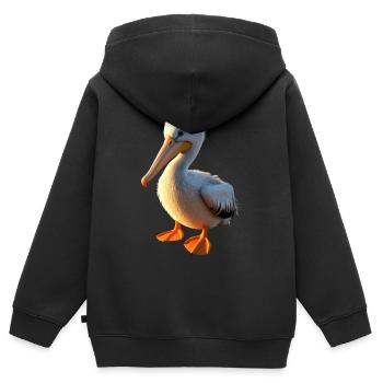 Pelikan Wasservogel Pelican Geschenk Süße Pelikane - Kinder Premium Organic Zip Hoodie - Schwarz - Hinten - AI Model Kid Male (0cm)