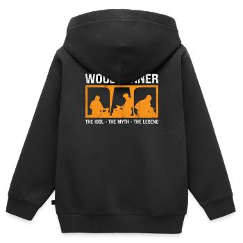 Woodturner Dad The Idol The Myth Loves Woodworking - Kinder Premium Organic Zip Hoodie - Schwarz - Hinten - AI Model Kid Male (0cm)