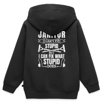 Citation de concierge Dicton de concierge drôle - Sweat Premium à capuche zippé enfant bio - noir - Dos - AI Model Kid Male (0cm)