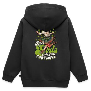 Les filles de la danse irlandaise ont un jeu de jambes sophistiqué - Sweat Premium à capuche zippé enfant bio - noir - Dos - AI Model Kid Male (0cm)