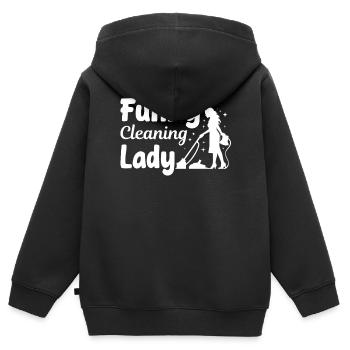 Femme de ménage Femme de ménage - Drôle de femme de ménage - Sweat Premium à capuche zippé enfant bio - noir - Dos - AI Model Kid Male (0cm)