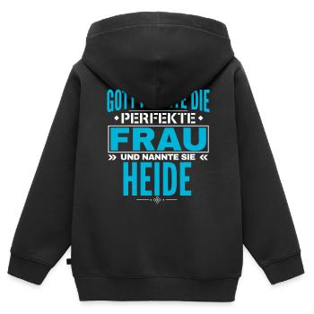 Heide Name Design - Kinder Premium Organic Zip Hoodie - Schwarz - Hinten - AI Model Kid Male (0cm)