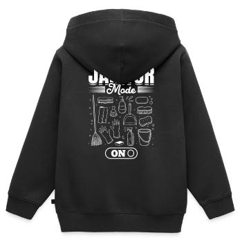 Mode Concierge activé - Concierge drôle - Sweat Premium à capuche zippé enfant bio - noir - Dos - AI Model Kid Male (0cm)