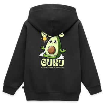 Peace, Love & Avocado – Umweltfreundliche - Kinder Premium Organic Zip Hoodie - Schwarz - Hinten - AI Model Kid Male (0cm)