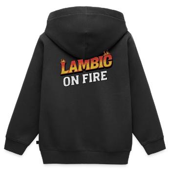 Lambic On Fire - Verses passionnés et bières artisanales - Sweat Premium à capuche zippé enfant bio - noir - Dos - AI Model Kid Male (0cm)