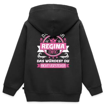 Regina Name Vorname Namenstag Namensgeschenk - Kinder Premium Organic Zip Hoodie - Schwarz - Hinten - AI Model Kid Male (0cm)