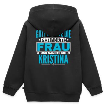 Kristina Design de nom - Sweat Premium à capuche zippé enfant bio - noir - Dos - AI Model Kid Male (0cm)