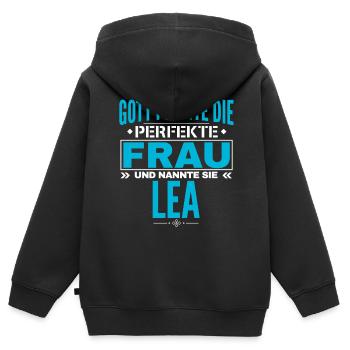 Lea Name Design - Kinder Premium Organic Zip Hoodie - Schwarz - Hinten - AI Model Kid Male (0cm)