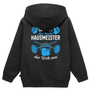 Hausmeister - So Sieht Der Beste Hausmeister Der W - Kinder Premium Organic Zip Hoodie - Schwarz - Hinten - AI Model Kid Male (0cm)