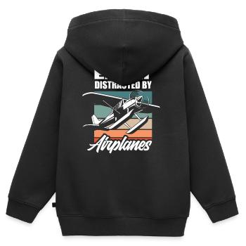 Pilot Flugzeug Retro Flugsport - Kinder Premium Organic Zip Hoodie - Schwarz - Hinten - AI Model Kid Male (0cm)