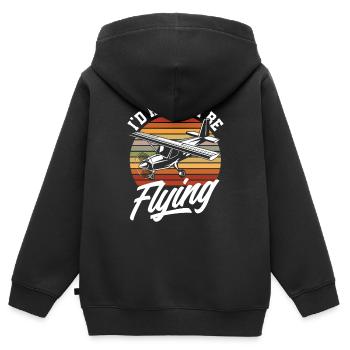 Retro Piloten Flugschüler Fliegen - Kinder Premium Organic Zip Hoodie - Schwarz - Hinten - AI Model Kid Male (0cm)