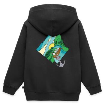Oma Huhn Boot Bach runter Fantasy Geflügel Ausflug - Kinder Premium Organic Zip Hoodie - Schwarz - Hinten - AI Model Kid Male (0cm)