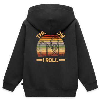 Montagnes russes drôles Lovers Rétro Roller Coaster - Sweat Premium à capuche zippé enfant bio - noir - Dos - AI Model Kid Male (0cm)