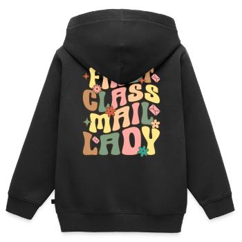 Postdienst weibliche Postangestellte - Kinder Premium Organic Zip Hoodie - Schwarz - Hinten - AI Model Kid Male (0cm)