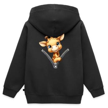 Giraffe mit Reißverschluss - Kinder Premium Organic Zip Hoodie - Schwarz - Hinten - AI Model Kid Male (0cm)