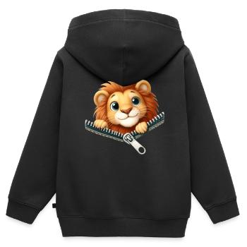 Löwe mit Reißverschluss - Kinder Premium Organic Zip Hoodie - Schwarz - Hinten - AI Model Kid Male (0cm)