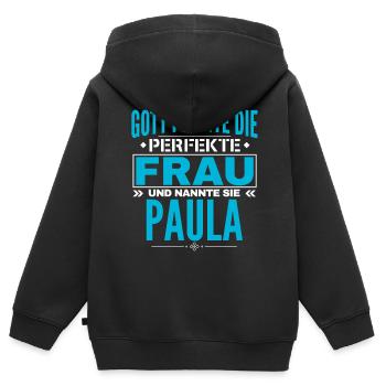 Paula Name Design - Kinder Premium Organic Zip Hoodie - Schwarz - Hinten - AI Model Kid Male (0cm)