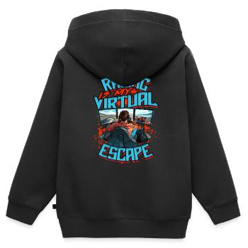 Sim Racing est mon évasion virtuelle - Sweat Premium à capuche zippé enfant bio - noir - Dos - AI Model Kid Male (0cm)