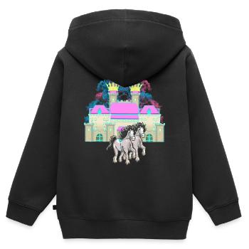 Schloss Märchen Pferd Könighaus König Mittelalter - Kinder Premium Organic Zip Hoodie - Schwarz - Hinten - AI Model Kid Male (0cm)