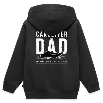 Soignant Papa L’idole Le mythe Famille Gardien - Sweat Premium à capuche zippé enfant bio - noir - Dos - AI Model Kid Male (0cm)