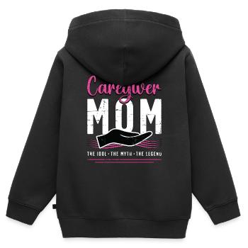 Caregiver Mom The Idol The Myth Loves Caregiving - Kinder Premium Organic Zip Hoodie - Schwarz - Hinten - AI Model Kid Male (0cm)