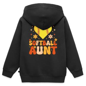Groovy Softball-Spielerin - Kinder Premium Organic Zip Hoodie - Schwarz - Hinten - AI Model Kid Male (0cm)