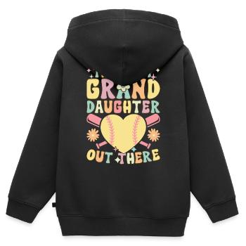 Joueur de softball groovy - Sweat Premium à capuche zippé enfant bio - noir - Dos - AI Model Kid Male (0cm)