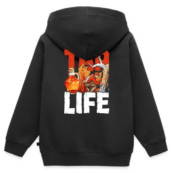 Sirop d’érable érable érable sève robinet vie - Sweat Premium à capuche zippé enfant bio - noir - Dos - AI Model Kid Male (0cm)