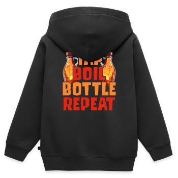 Sirop d’érable Sève d’érable Robinet Bouillir la bouteille Répéter - Sweat Premium à capuche zippé enfant bio - noir - Dos - AI Model Kid Male (0cm)