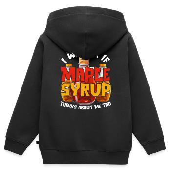 Sirop d’érable Érable Sève d’érable - Sweat Premium à capuche zippé enfant bio - noir - Dos - AI Model Kid Male (0cm)