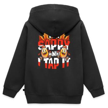 Sirop d’érable Je suis séveux et je le tapote - Sweat Premium à capuche zippé enfant bio - noir - Dos - AI Model Kid Male (0cm)