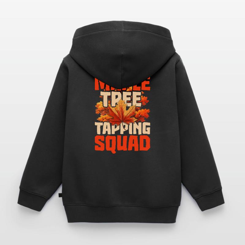 Maple Syrup Maple Sap Maple Tree Tapping Squad Kids Premium Organic Zip-up Hoodie