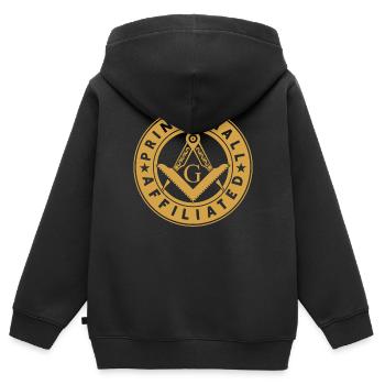 Angles et boussoles maçonniques FRANC-maçon Prince Hall - Sweat Premium à capuche zippé enfant bio - noir - Dos - AI Model Kid Male (0cm)
