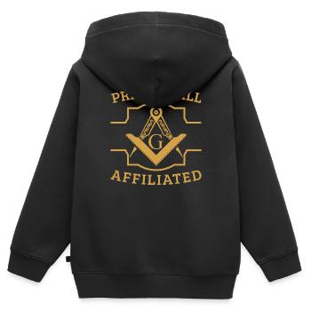 Angles et boussoles maçonniques FRANC-maçon Prince Hall - Sweat Premium à capuche zippé enfant bio - noir - Dos - AI Model Kid Male (0cm)