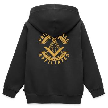 Angles et boussoles maçonniques FRANC-maçon Prince Hall - Sweat Premium à capuche zippé enfant bio - noir - Dos - AI Model Kid Male (0cm)