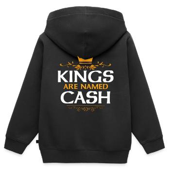 Argent - Sweat Premium à capuche zippé enfant bio - noir - Dos - AI Model Kid Male (0cm)
