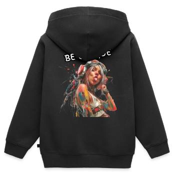 BE UNIQUE. Self-loyalty, self-confident, individual, - Kids Premium Organic Zip-up Hoodie - black - Back - AI Model Kid Male (0cm)