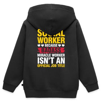 Social Worker Miracle Worker für einen - Kinder Premium Organic Zip Hoodie - Schwarz - Hinten - AI Model Kid Male (0cm)