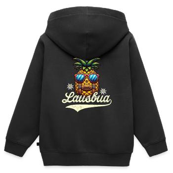 Lederhose Ersatz Trachtenshirt Ananas Lausbua - Kinder Premium Organic Zip Hoodie - Schwarz - Hinten - AI Model Kid Male (0cm)