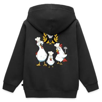 Hobbyköche Hühner Federvieh Koch Restaurant Lokal - Kinder Premium Organic Zip Hoodie - Schwarz - Hinten - AI Model Kid Male (0cm)