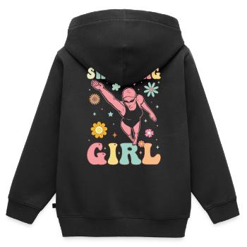 Nageur groovy - Sweat Premium à capuche zippé enfant bio - noir - Dos - AI Model Kid Male (0cm)