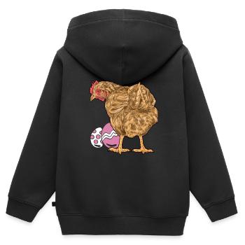 Huhn Federvieh Geflügel Eier Ei Ostern Osterei - Kinder Premium Organic Zip Hoodie - Schwarz - Hinten - AI Model Kid Male (0cm)