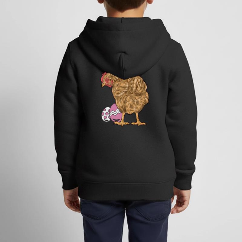 Chicken, Poultry, Poultry, Eggs, Egg, Easter, Easter Egg Kids Premium Organic Zip-up Hoodie