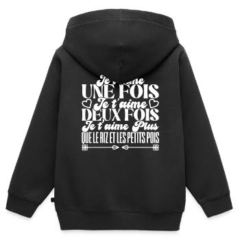 Ich liebe dich einmal, ich liebe dich zweimal - Kinder Premium Organic Zip Hoodie - Schwarz - Hinten - AI Model Kid Male (0cm)