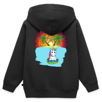 Einhorn Südsee Urlaub Ozean Insel Seenot Meer See - Kinder Premium Organic Zip Hoodie - Schwarz - Hinten - AI Model Kid Male (0cm)