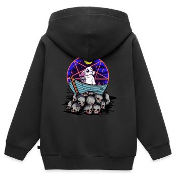 Hase Totenkopf Horror Halloween Dark Fantasy - Kinder Premium Organic Zip Hoodie - Schwarz - Hinten - AI Model Kid Male (0cm)