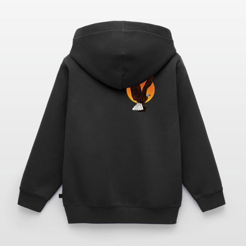 Bald Eagle - Bird Eagle Graphic Design Kids Premium Organic Zip-up Hoodie