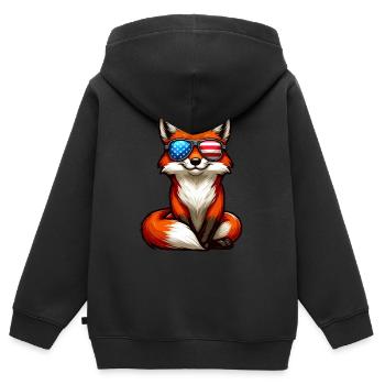 Fuchs Amerika Unabhängigkeitstag Stars and Stripes - Kinder Premium Organic Zip Hoodie - Schwarz - Hinten - AI Model Kid Male (0cm)