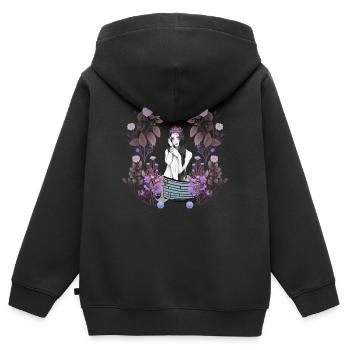 Mädchen Frau Boot Nostalgisch Blumen sinnlich - Kinder Premium Organic Zip Hoodie - Schwarz - Hinten - AI Model Kid Male (0cm)